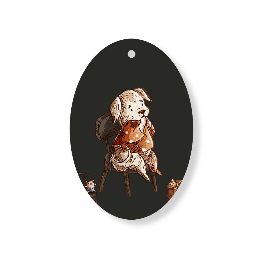 Christmas Decorations ANTICIPATION- Wooden Xmas Oval Decoration and Fridge Magnet