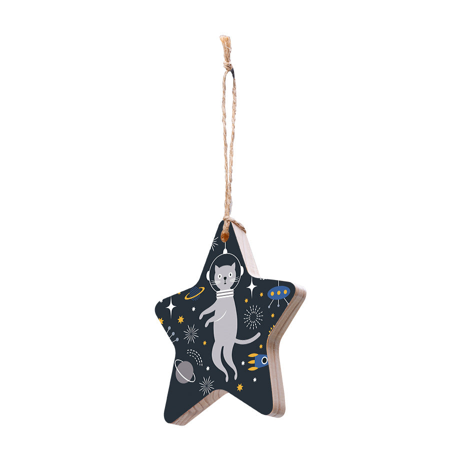 Christmas Decorations ASTRO-CAT- Wooden Xmas Star And Fridge Magnet
