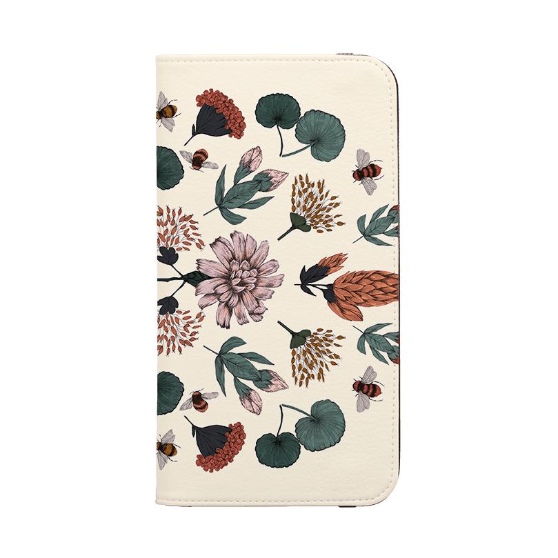 Wallet phone case-Bee Floral By Jade Mosinski-Vegan Leather Wallet Case Vegan leather. 3 slots for cards Fully printed exterior. Compatibility See drop down menu for options, please select the right case as we print to order.-Stringberry