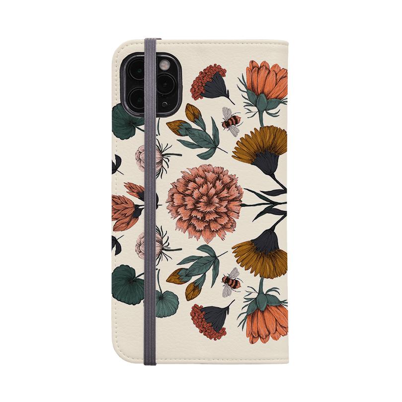 Wallet phone case-Bee Floral By Jade Mosinski-Vegan Leather Wallet Case Vegan leather. 3 slots for cards Fully printed exterior. Compatibility See drop down menu for options, please select the right case as we print to order.-Stringberry