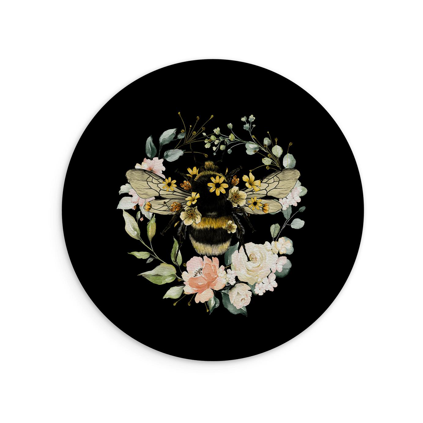 Bee I Black Vegan Leather Mouse Mat