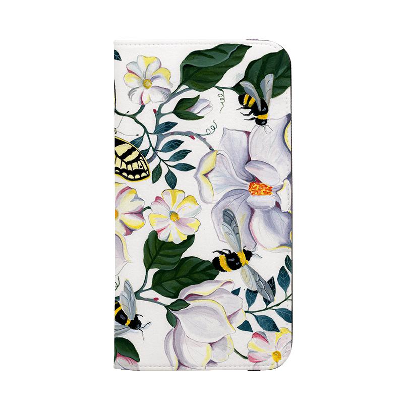 Wallet phone case-Bees And Magnolia By Bex Parkin-Vegan Leather Wallet Case Vegan leather. 3 slots for cards Fully printed exterior. Compatibility See drop down menu for options, please select the right case as we print to order.-Stringberry
