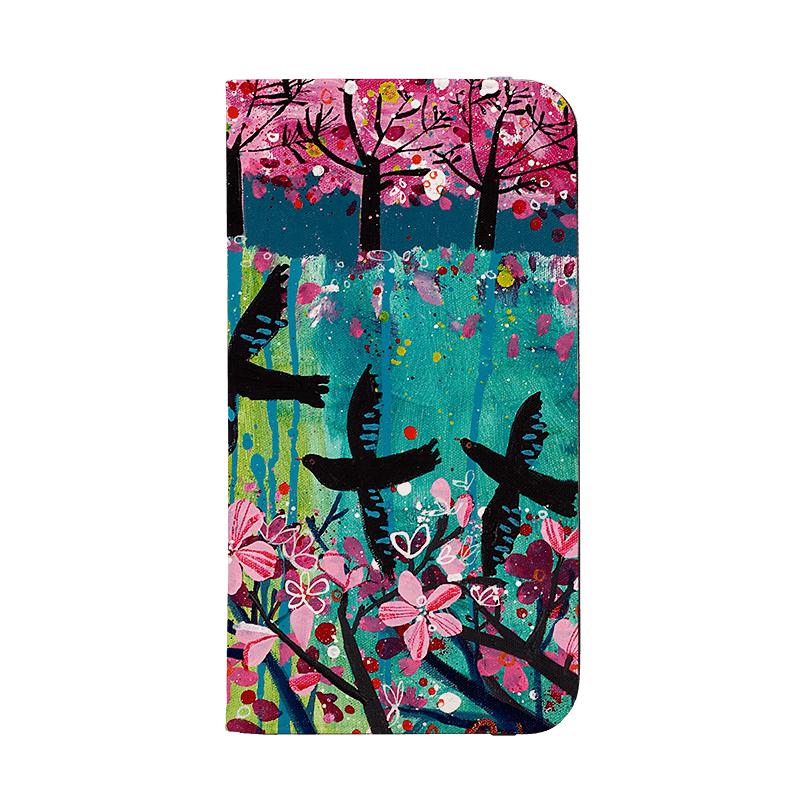 Wallet phone case-Black Birds By Claire West-Vegan Leather Wallet Case Vegan leather. 3 slots for cards Fully printed exterior. Compatibility See drop down menu for options, please select the right case as we print to order.-Stringberry