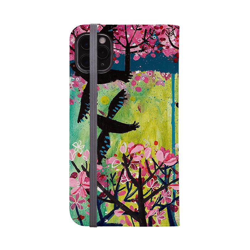 Wallet phone case-Black Birds By Claire West-Vegan Leather Wallet Case Vegan leather. 3 slots for cards Fully printed exterior. Compatibility See drop down menu for options, please select the right case as we print to order.-Stringberry