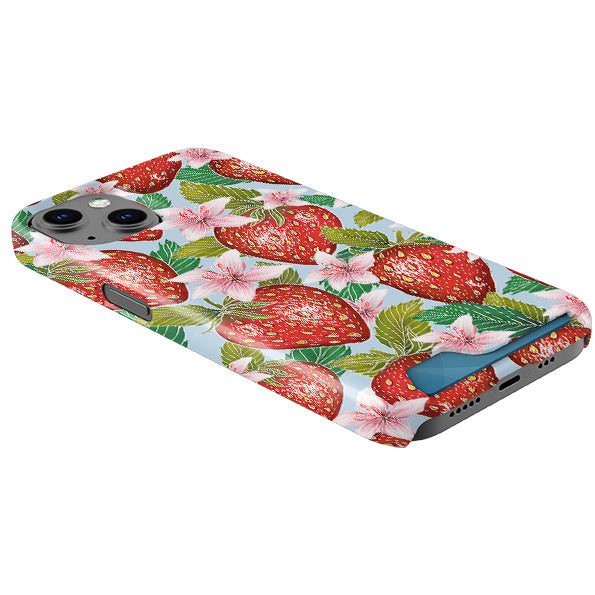 Blue Strawberries Case and Card Case By Catherine Rowe
