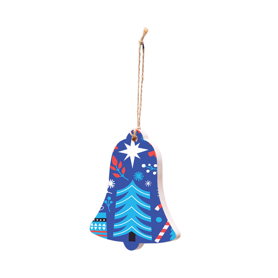Christmas Decorations BLUE XMAS II- Wooden Xmas Bell And Fridge Magnet