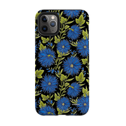 iPhone Tough Case - Blue Flowers Black By Catherine Rowe