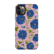 iPhone Tough Case - Blue Flowers Pink By Catherine Rowe