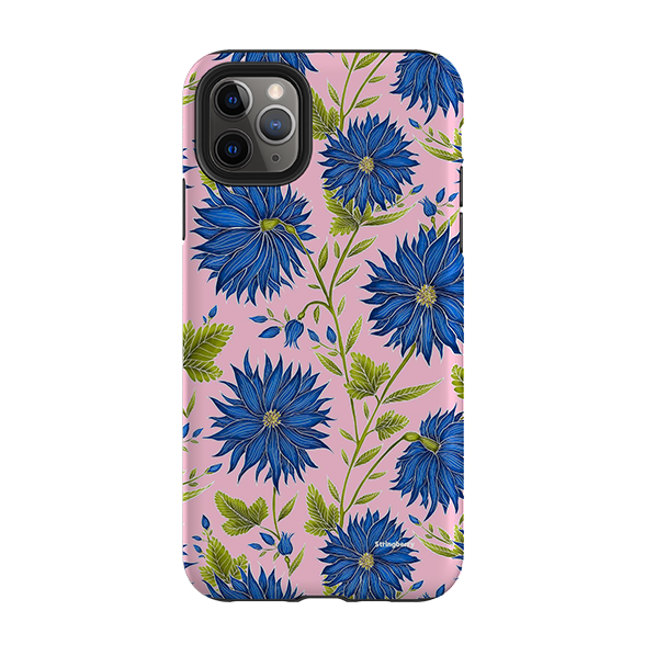 iPhone Tough Case - Blue Flowers Pink By Catherine Rowe
