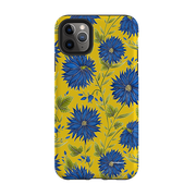iPhone Tough Case - Blue Flowers Yellow By Catherine Rowe
