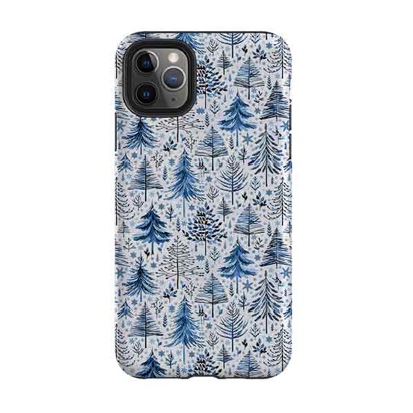iPhone Tough Case - Blue Xmas Trees By Elisabeth Haager
