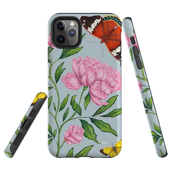 iPhone Tough Case - Butterflies And Peonies By Catherine Rowe