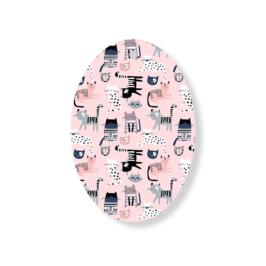 Christmas Decorations CAT-TITUDE- Wooden Xmas Oval Decoration and Fridge Magnet
