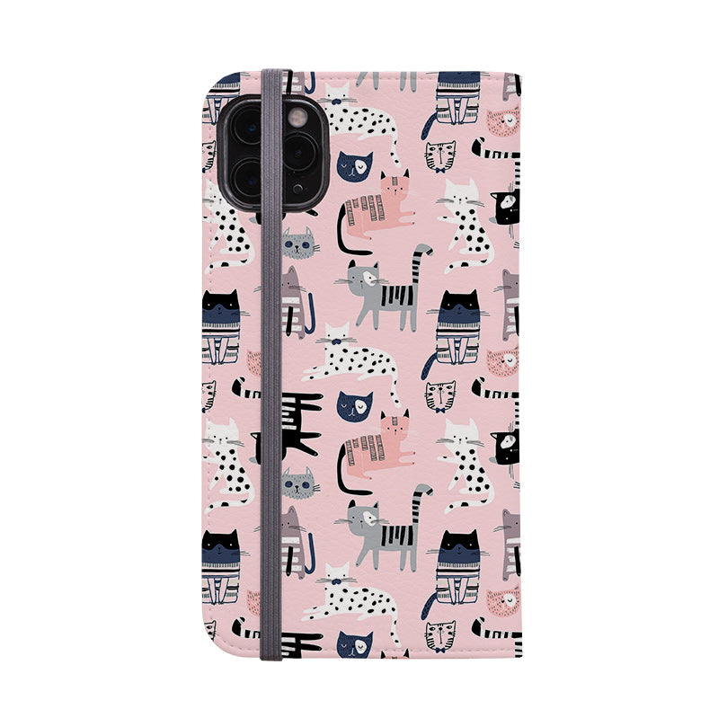 Wallet phone case-Cat-titude-Vegan Leather Wallet Case Vegan leather. 3 slots for cards Fully printed exterior. Compatibility See drop down menu for options, please select the right case as we print to order.-Stringberry