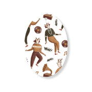 Christmas Decorations DANCE FOR XMAS- Wooden Xmas Oval Decoration and Fridge Magnet