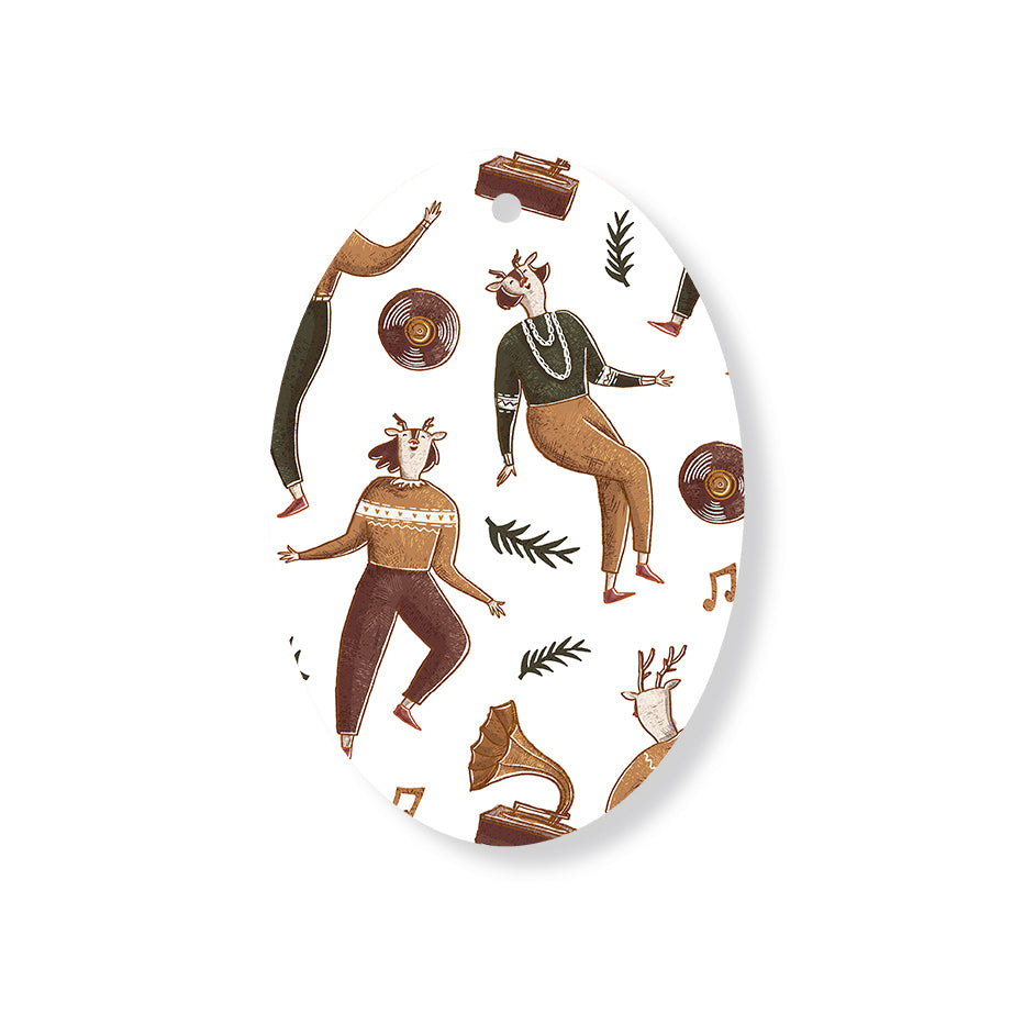 Christmas Decorations DANCE FOR XMAS- Wooden Xmas Oval Decoration and Fridge Magnet