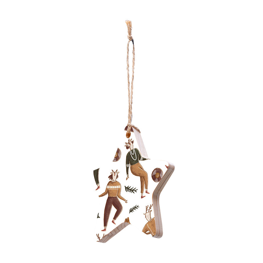 Christmas Decorations DANCE FOR XMAS- Wooden Xmas Star And Fridge Magnet