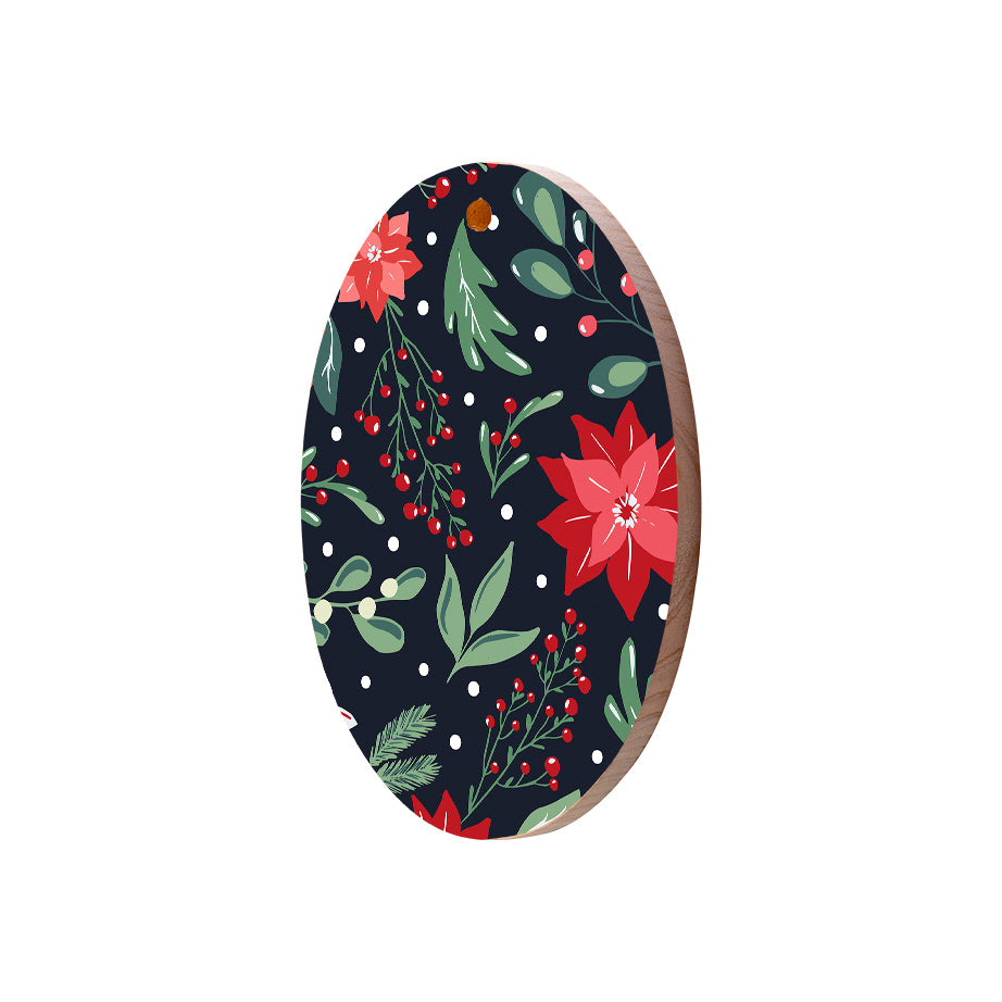 Christmas Decorations DECK THE HALLS- Wooden Xmas Oval Decoration and Fridge Magnet