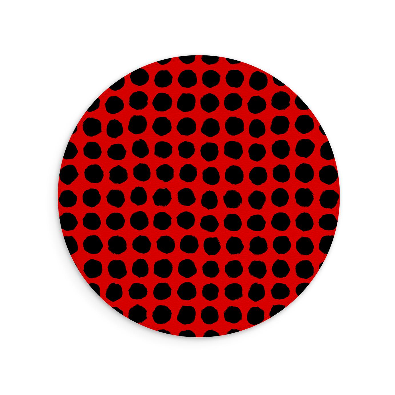 Dot Red Vegan Leather Mouse Mat