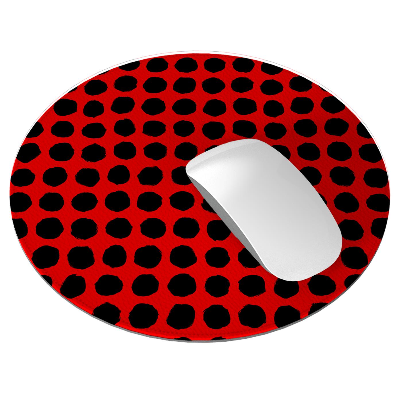 Dot Red Vegan Leather Mouse Mat