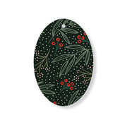 Christmas Decorations EVERGREEN- Wooden Xmas Oval Decoration and Fridge Magnet