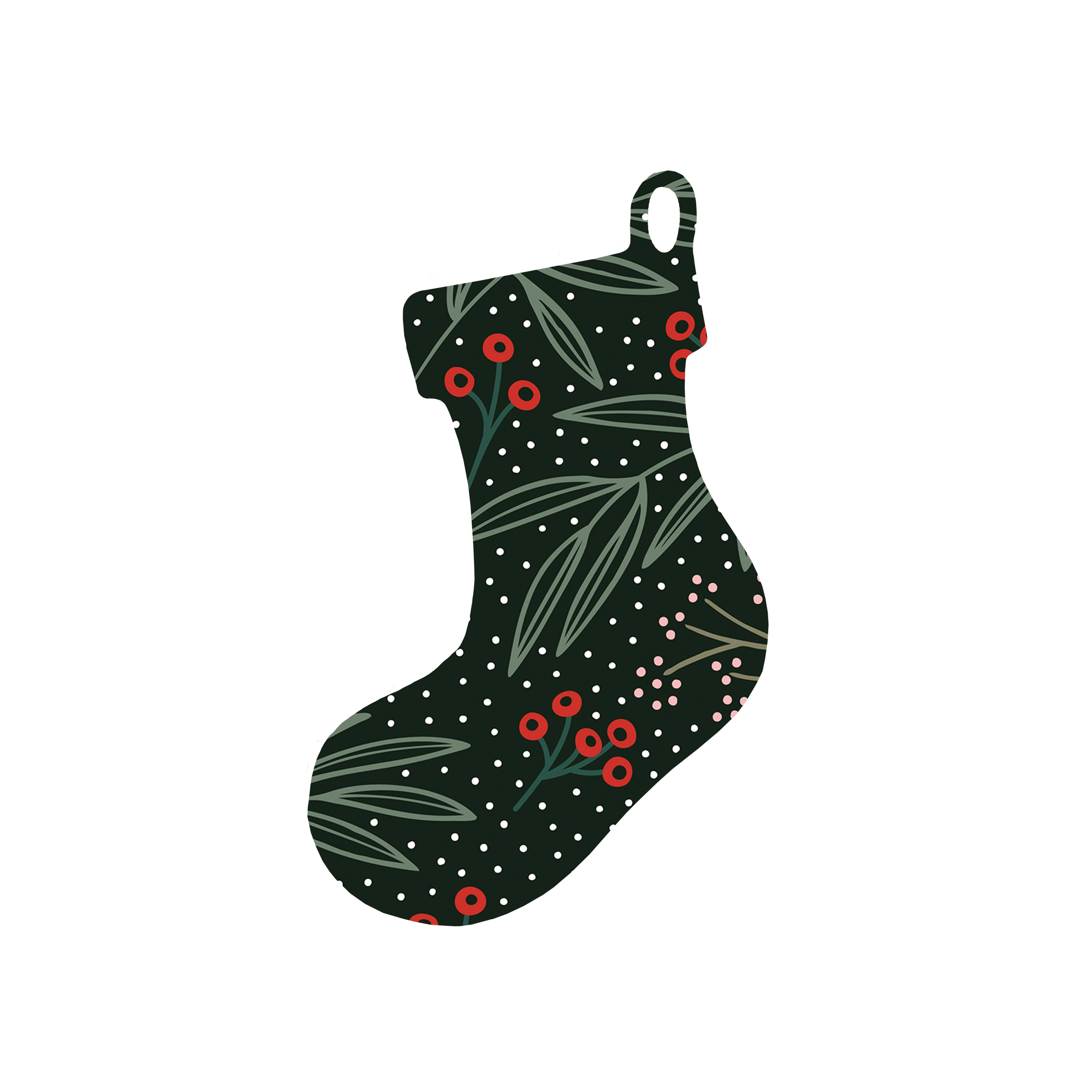 Christmas Decorations EVERGREEN- Wooden Xmas Stocking And Fridge Magnet