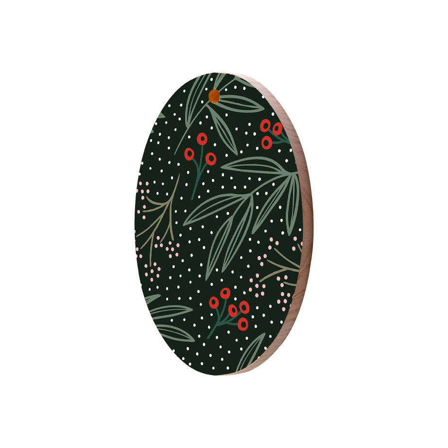 Christmas Decorations EVERGREEN- Wooden Xmas Oval Decoration and Fridge Magnet