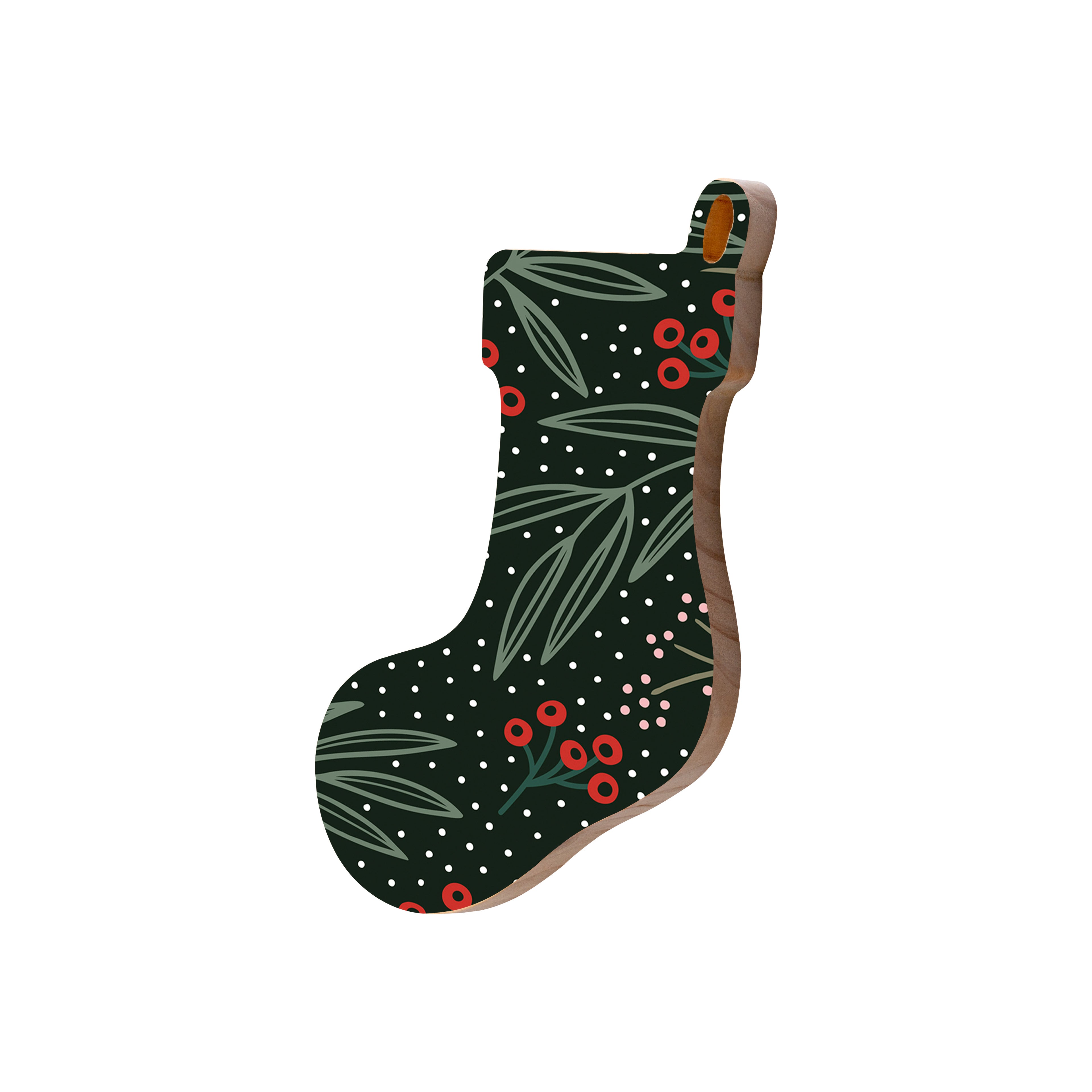 Christmas Decorations EVERGREEN- Wooden Xmas Stocking And Fridge Magnet