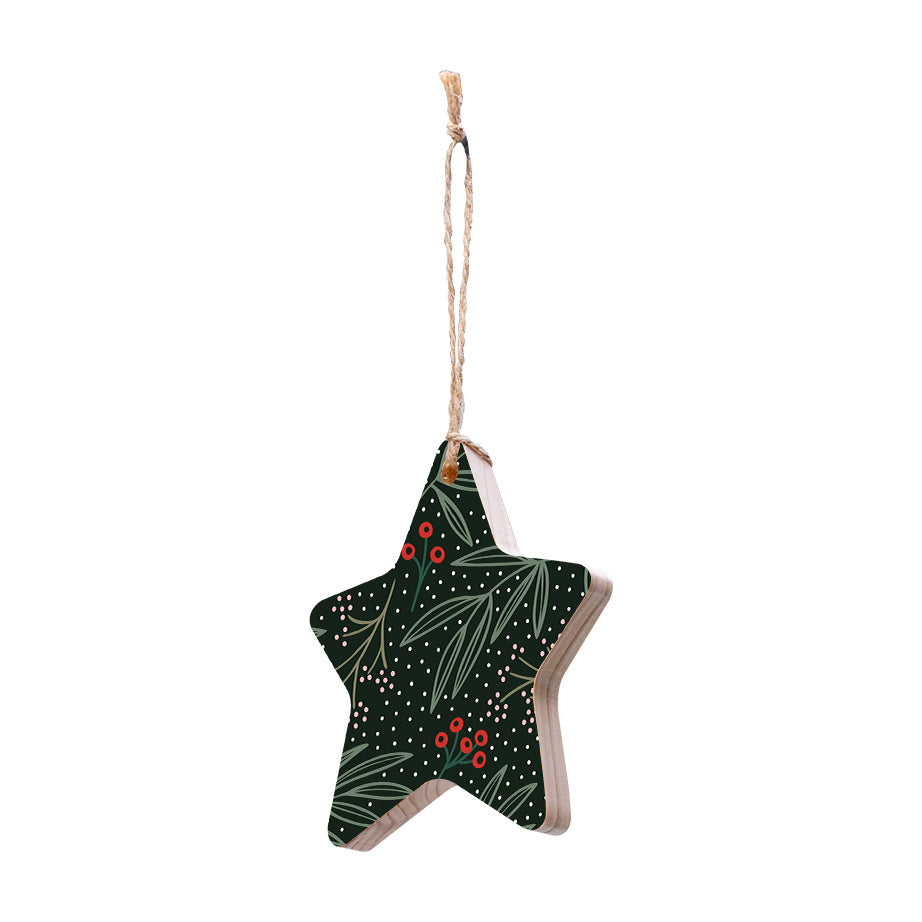 Christmas Decorations EVERGREEN- Wooden Xmas Star And Fridge Magnet