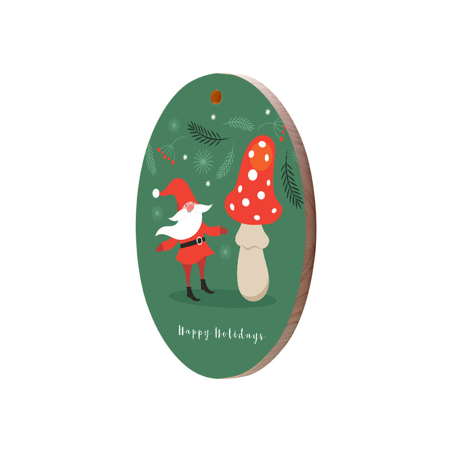 Christmas Decorations FOREST XMAS- Wooden Xmas Oval Decoration and Fridge Magnet