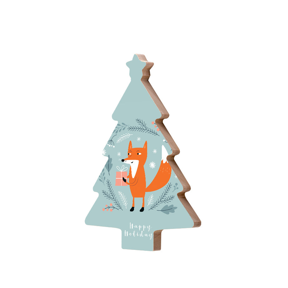 Christmas Decorations FOXY PRESENTS- Wooden Xmas Tree And Fridge Magnet