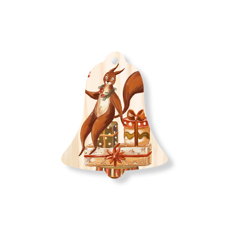 Christmas Decorations FULL OF NUTS- Wooden Xmas Bell And Fridge Magnet