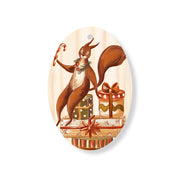 Christmas Decorations FULL OF NUTS- Wooden Xmas Oval Decoration and Fridge Magnet