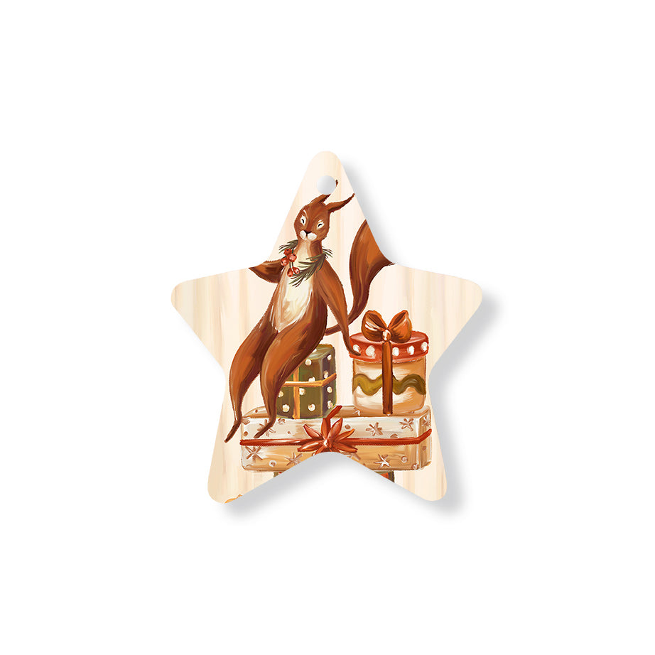 Christmas Decorations FULL OF NUTS- Wooden Xmas Star And Fridge Magnet