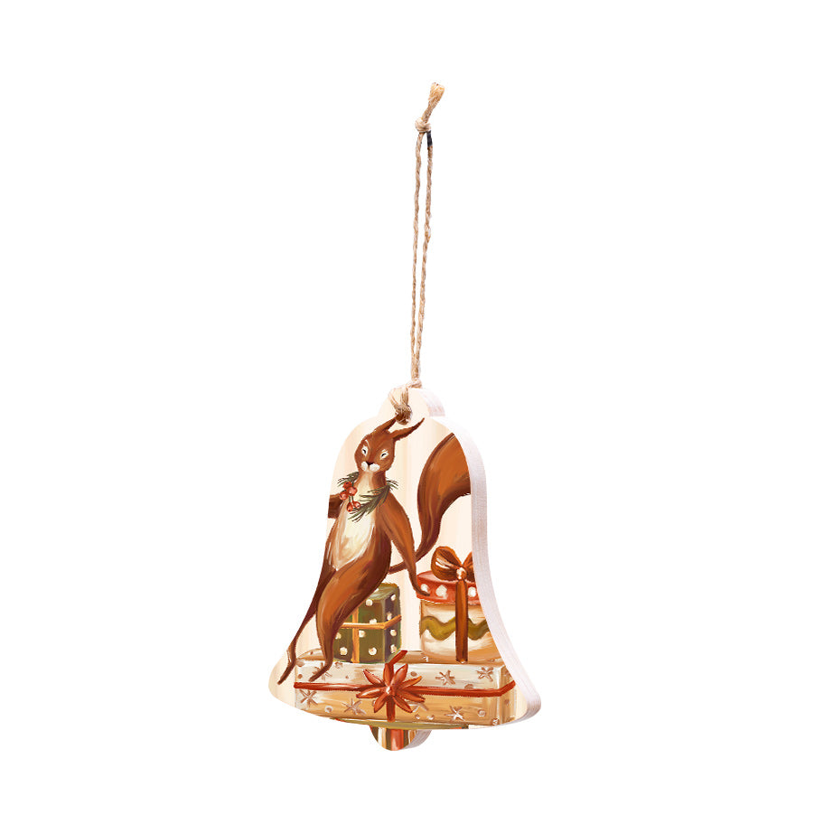 Christmas Decorations FULL OF NUTS- Wooden Xmas Bell And Fridge Magnet