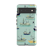 Google Tough Case -  Fishing Boats Blue By Katherine Quinn