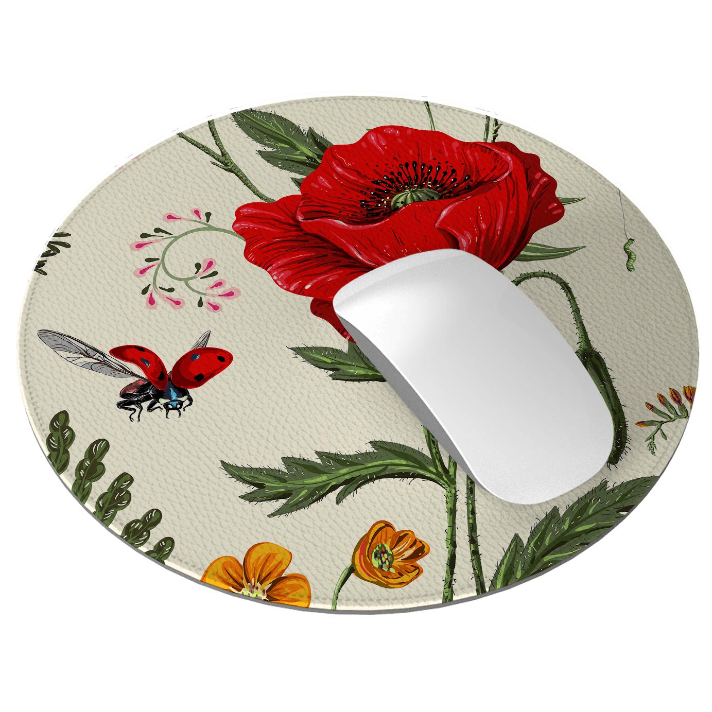 Garden Delight Vegan Leather Mouse Mat