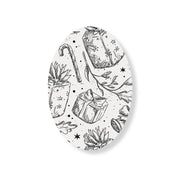 Christmas Decorations GIFTS- Wooden Xmas Oval Decoration and Fridge Magnet
