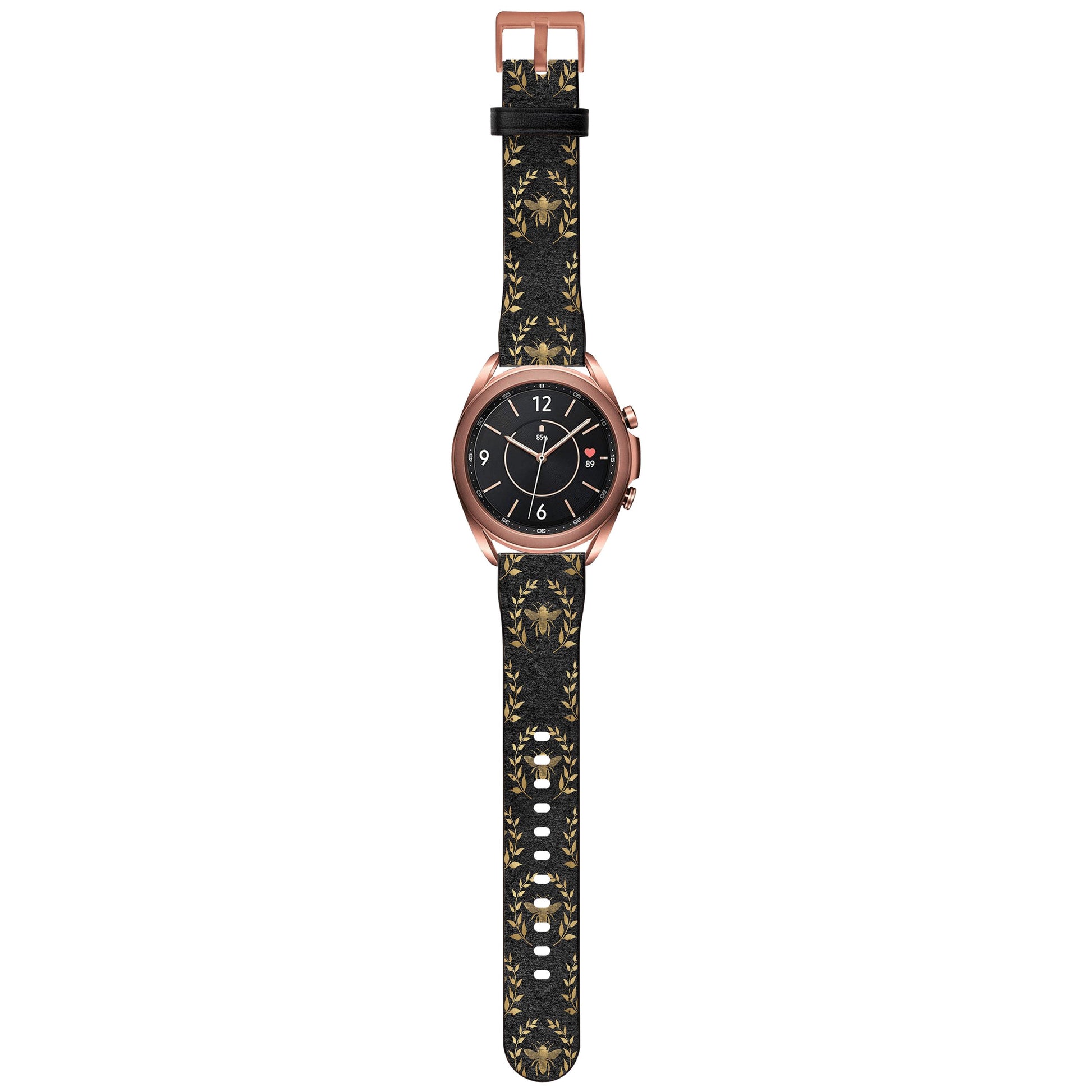 Apple Watch Straps-Golden Bees Grey Android Watch Strap-Paper Leather Samsung Watch Straps Product Details Get trendy with our Paper leather Samsung Watch bands. Available for all models of Samsung watch. High quality Paper Leather Fully printed on all exterior sides. Samsung Watch Band 40mm/42mm Samsung Watch Band 45mm/46mm-Stringberry
