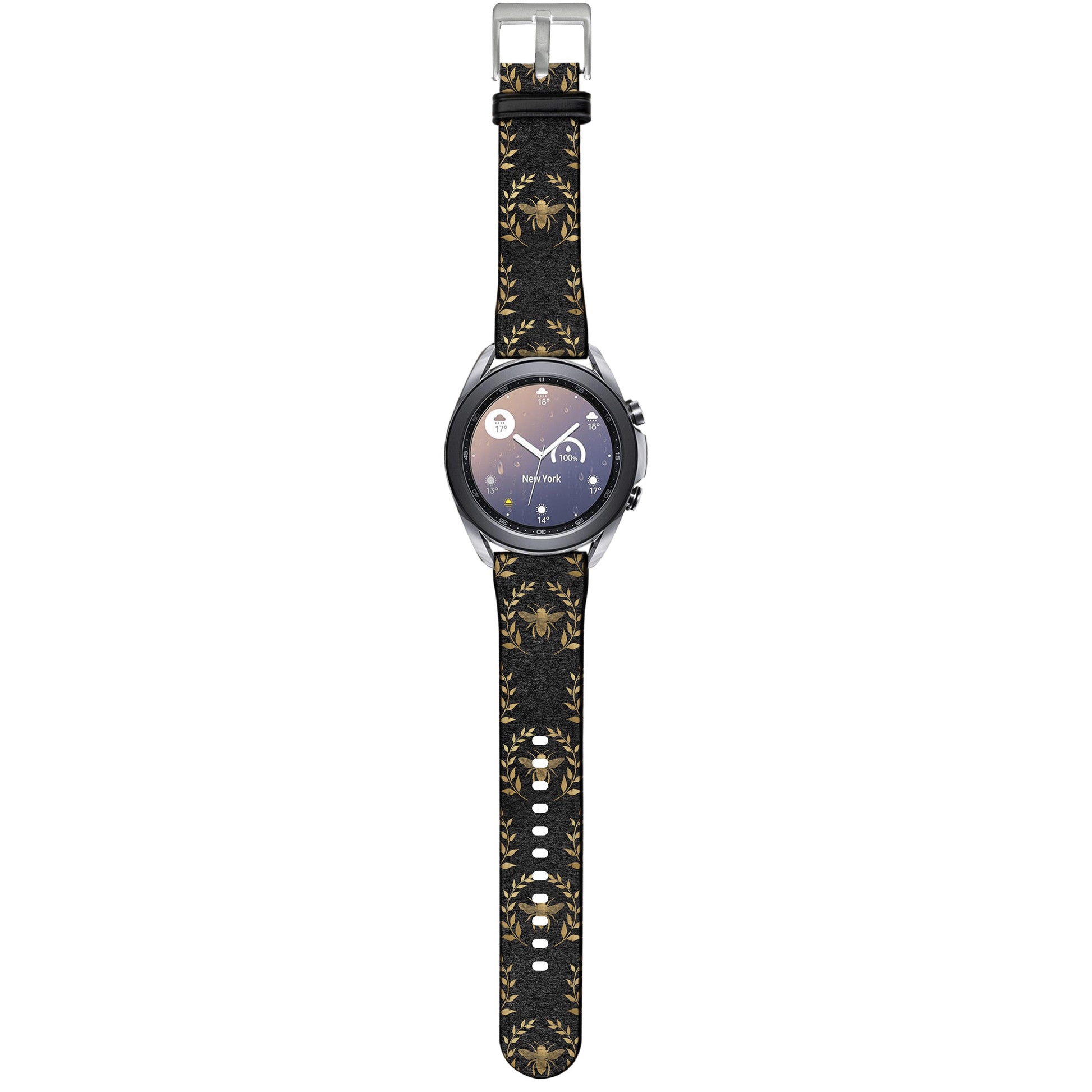 Apple Watch Straps-Golden Bees Grey Android Watch Strap-Paper Leather Samsung Watch Straps Product Details Get trendy with our Paper leather Samsung Watch bands. Available for all models of Samsung watch. High quality Paper Leather Fully printed on all exterior sides. Samsung Watch Band 40mm/42mm Samsung Watch Band 45mm/46mm-Stringberry