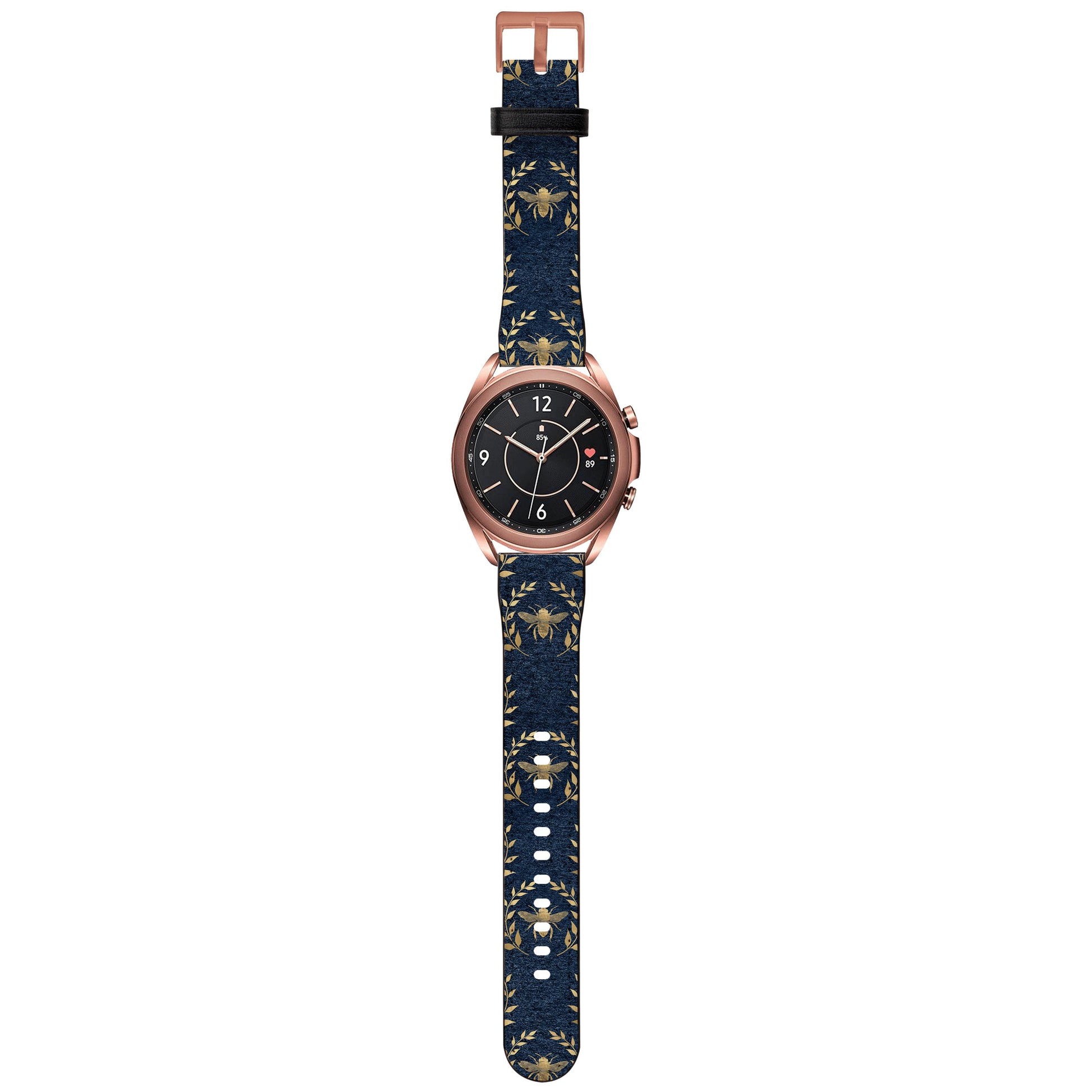 Apple Watch Straps-Golden Bees Navy Android Watch Strap-Paper Leather Samsung Watch Straps Product Details Get trendy with our Paper leather Samsung Watch bands. Available for all models of Samsung watch. High quality Paper Leather Fully printed on all exterior sides. Samsung Watch Band 40mm/42mm Samsung Watch Band 45mm/46mm-Stringberry