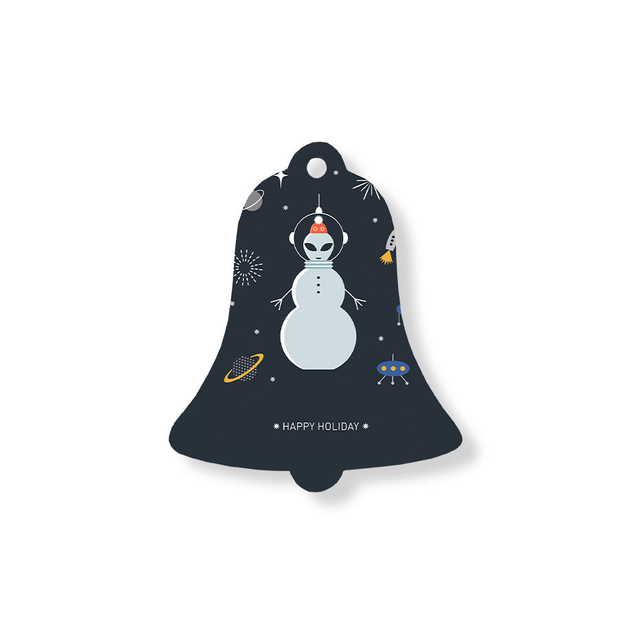 Christmas Decorations HAPPY ALIEN- Wooden Xmas Bell And Fridge Magnet