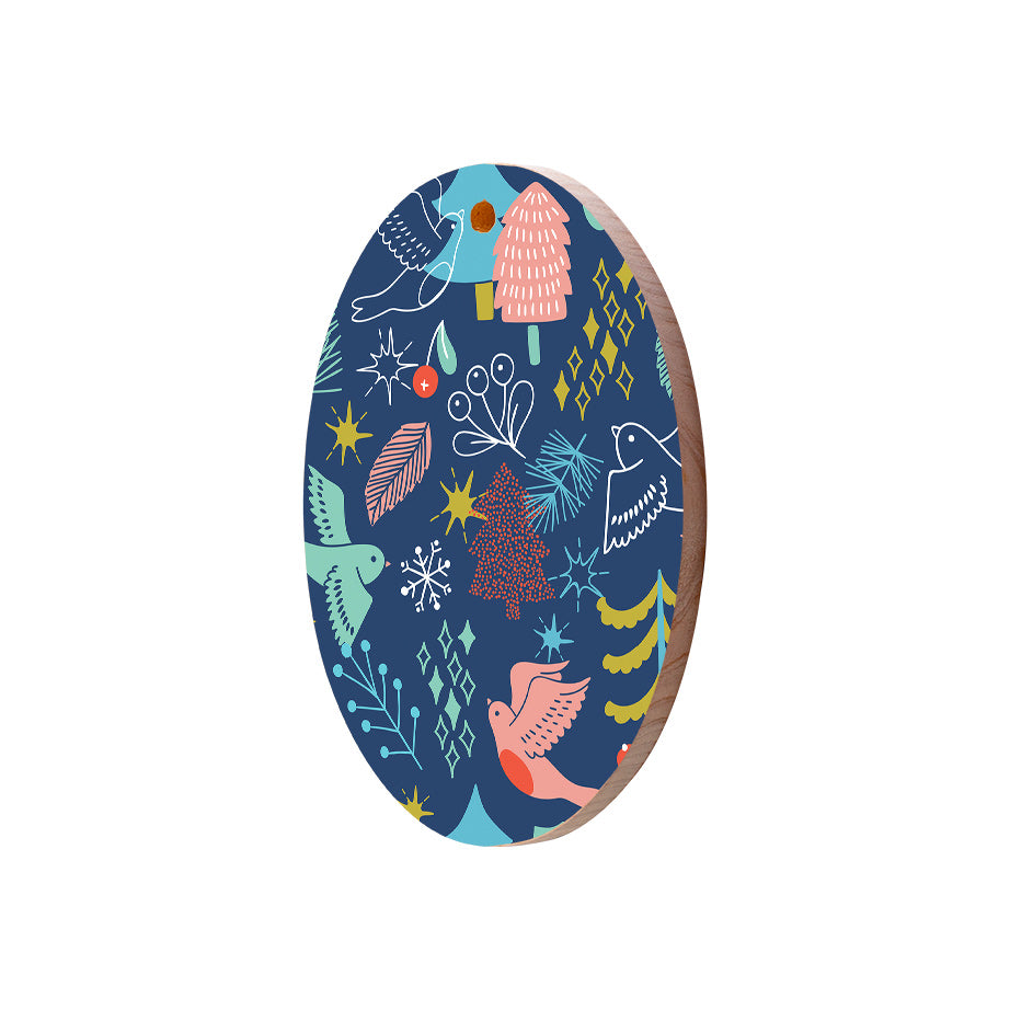 Christmas Decorations HAPPY DAYS- Wooden Xmas Oval Decoration and Fridge Magnet