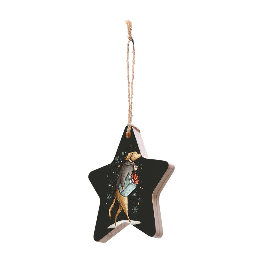 Christmas Decorations HOME FOR XMAS- Wooden Xmas Star And Fridge Magnet