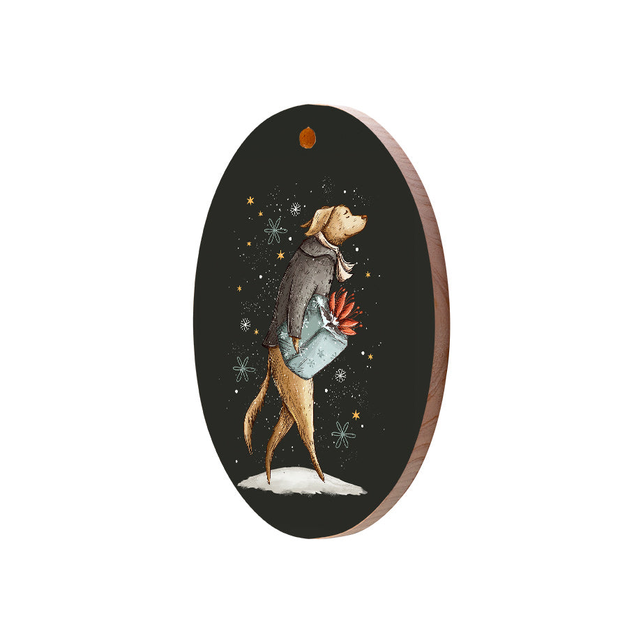 Christmas Decorations HOME FOR XMAS- Wooden Xmas Oval Decoration and Fridge Magnet