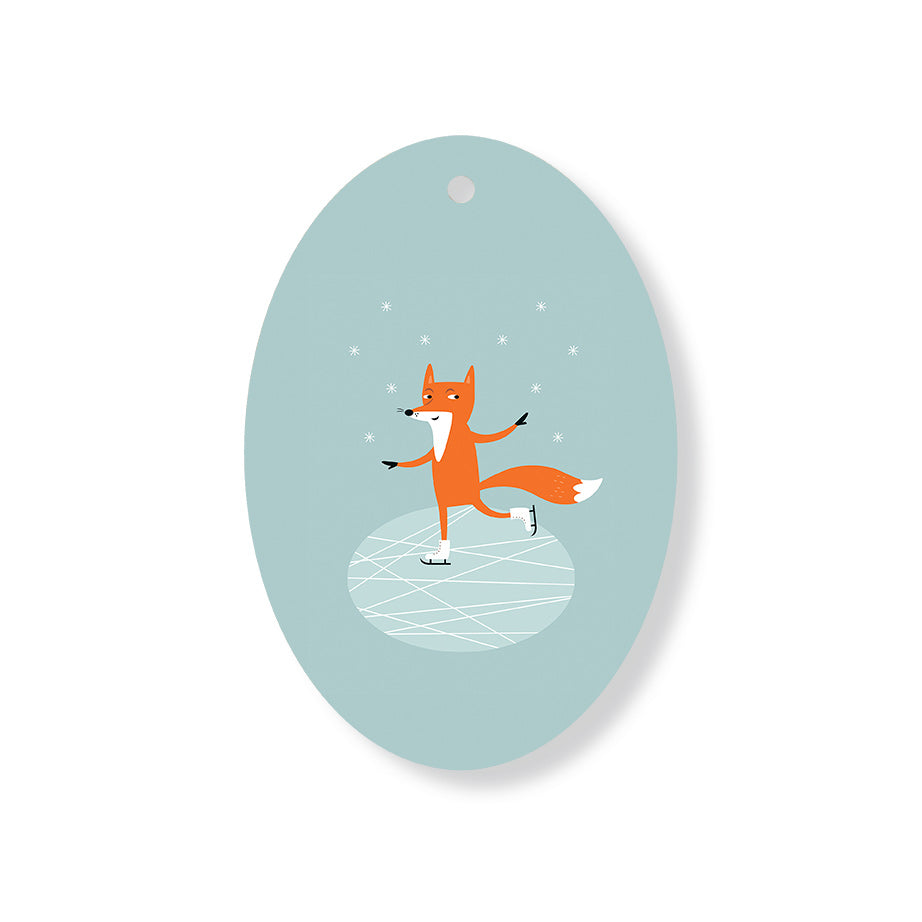 Christmas Decorations ICY FOXY- Wooden Xmas Oval Decoration and Fridge Magnet