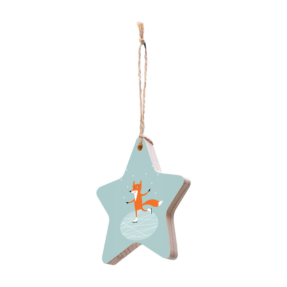 Christmas Decorations ICY FOXY- Wooden Xmas Star And Fridge Magnet