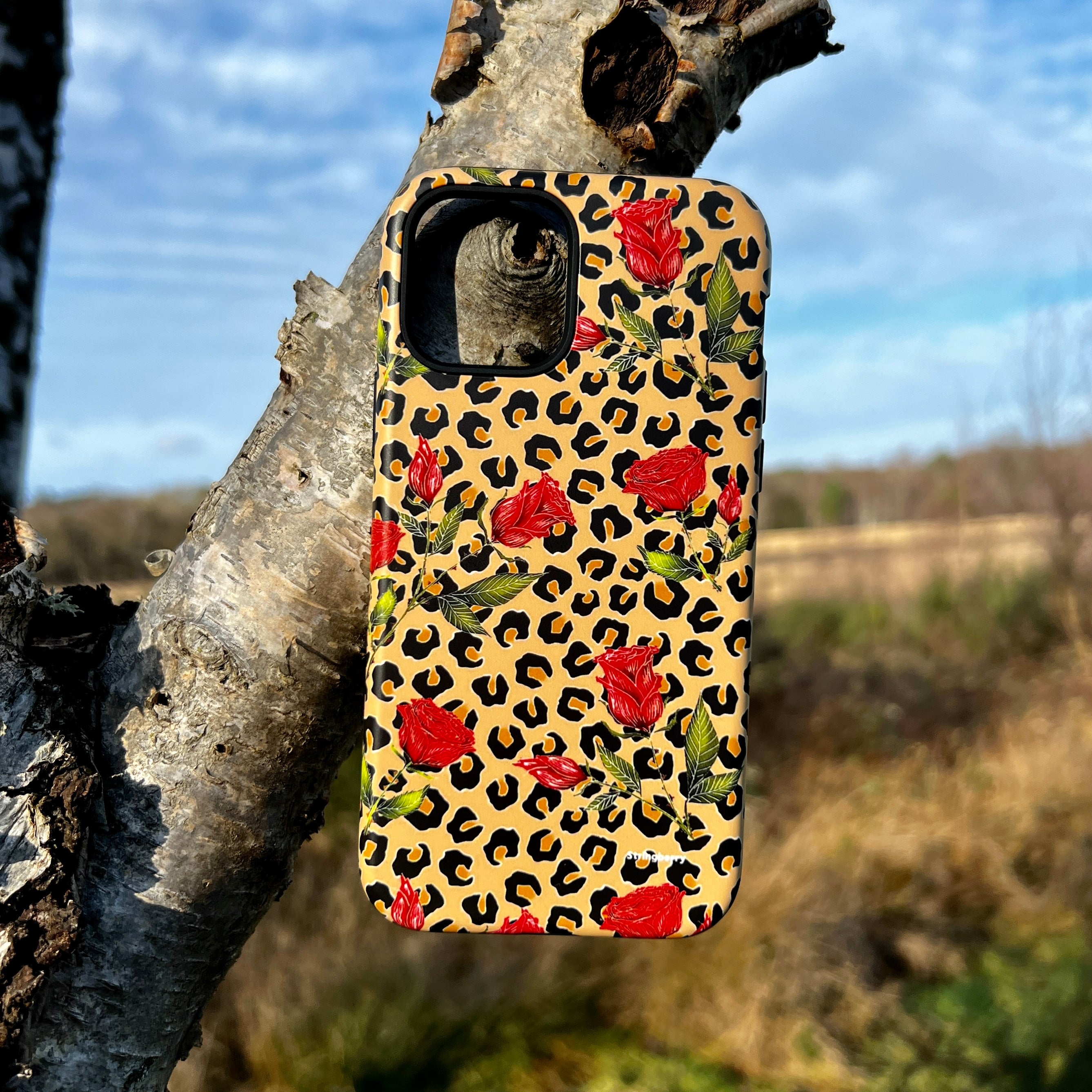 iPhone Tough Case - Leopard Print Rose Pattern By Catherine Rowe