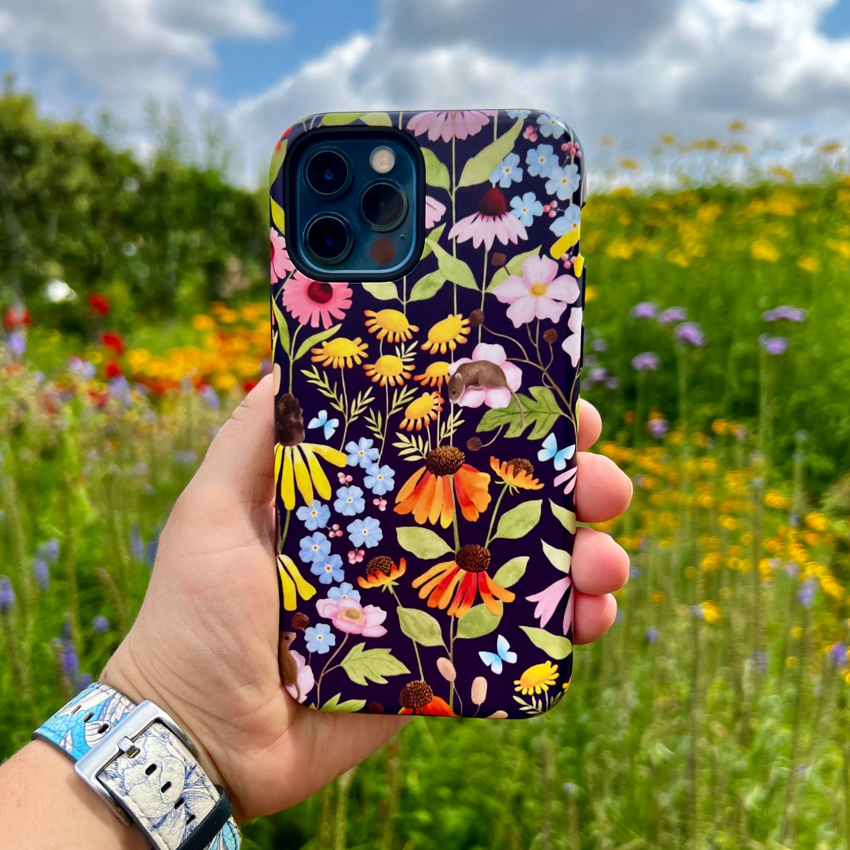 iPhone Tough Case - Mice And Wildflowers By Bex Parkin