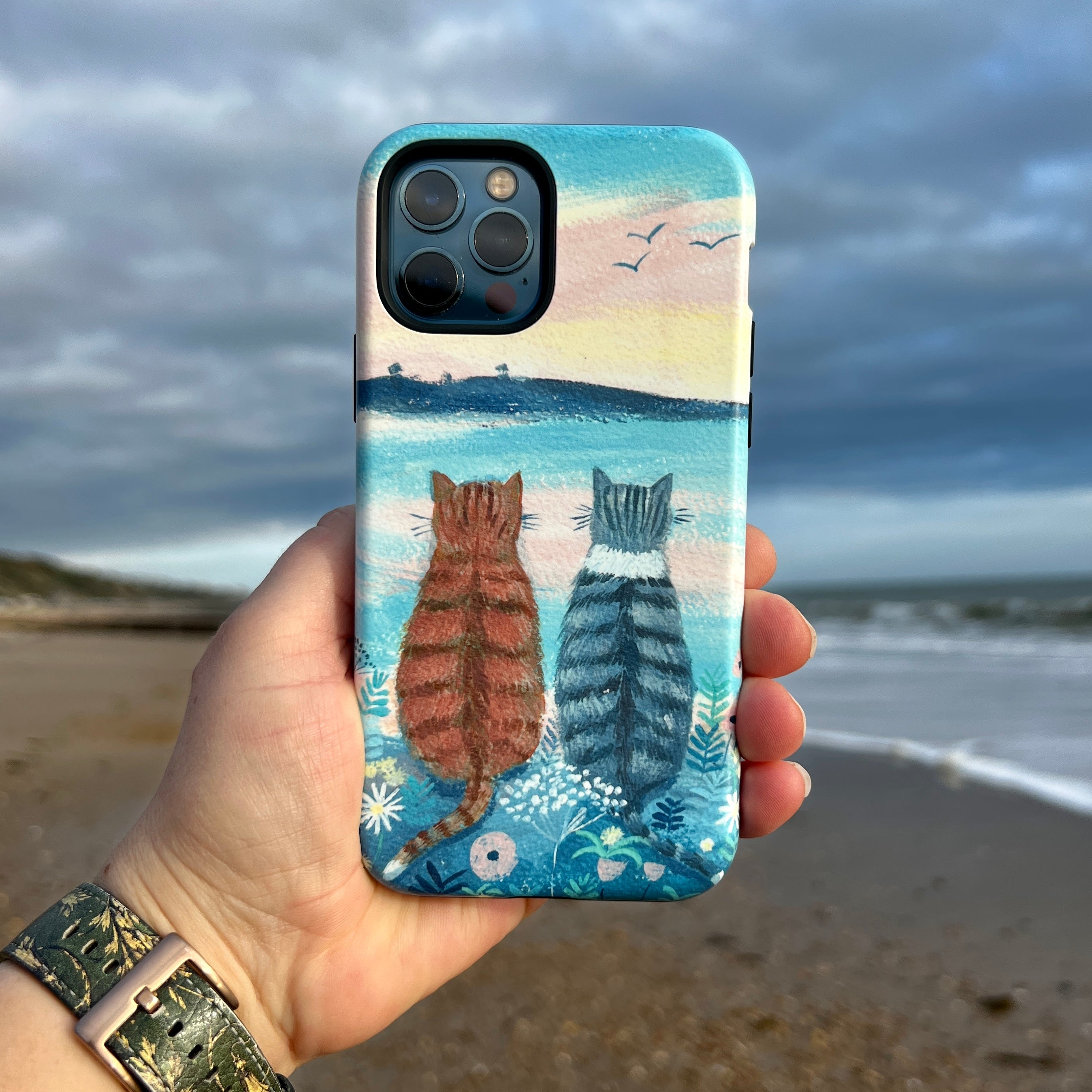 iPhone Tough Case - Sunset Cats 2 By Mary Stubberfield